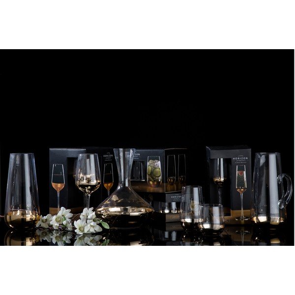 Set 4 pahare pentru vin cu detalii aurii Premier Housewares Horizon-image-2