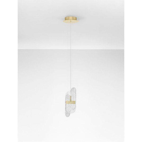Lustră alămie LED cu intensitate reglabilă din metal cu abajur din sticlă ø 14 cm Lucien – Nova Luce-image-3