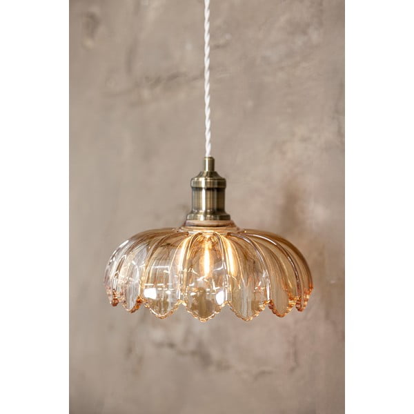 Lustră alămie/chihlimbar cu abajur din sticlă ø 25,5 cm Kurage – Markslöjd-image-1