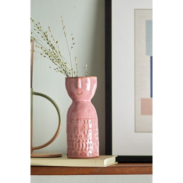 Vază roz din gresie lucrată manual (înălțime 14,5 cm) Embla – Bloomingville-image-1