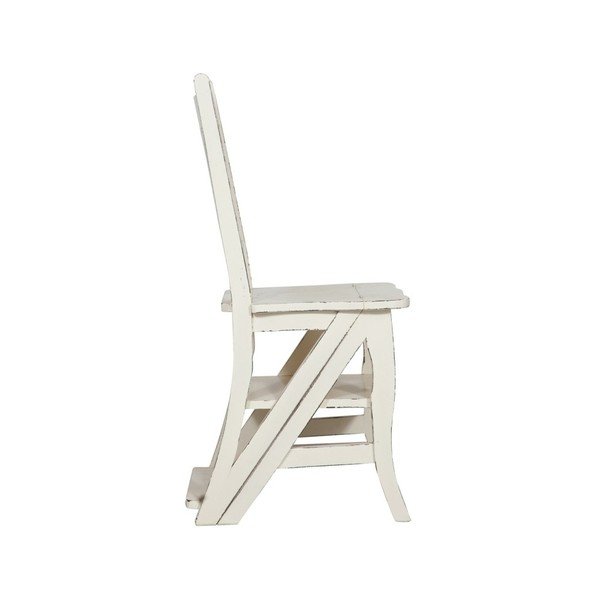 Scaun din lemn de mahon și scară, ambele într-un singur produs Biscottini Claudia, alb-image-3