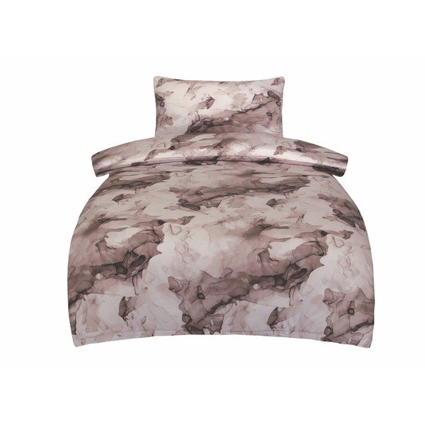 Lenjerie de pat maro din bumbac satinat pentru pat de o persoană 140x200 cm Deluxe Minerals – My House