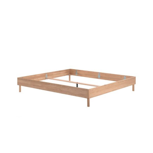 Pat matrimonial în culoare naturală din lemn de stejar fără tăblie fără somieră 180x200 cm Forrest – Vipack-image-2