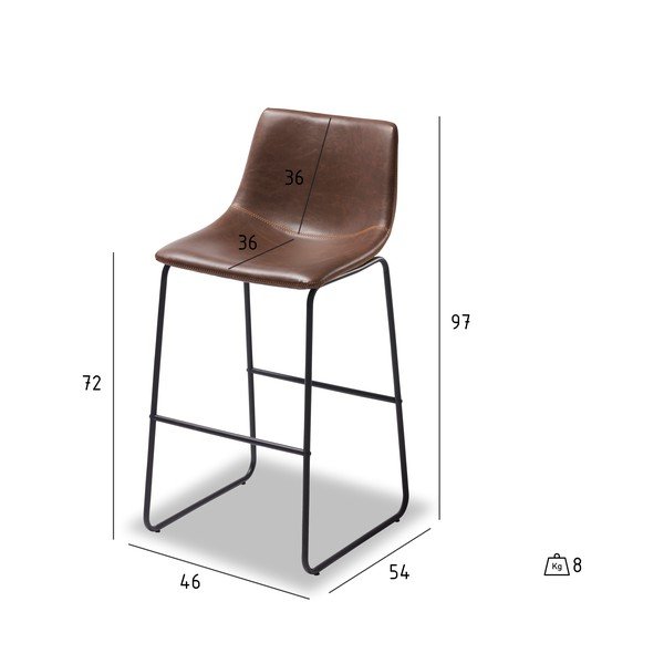 Set 2 scaune de bar Furnhouse Indiana, maro închis-image-1