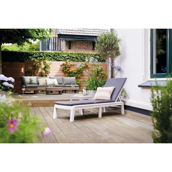 Șezlong de grădină gri deschis din plastic/capitonat ajustabil/pliabil Atlas – Keter-image-4