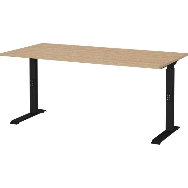 Birou reglabil cu blat cu aspect de lemn de stejar 80x160 cm Lissabon – Germania