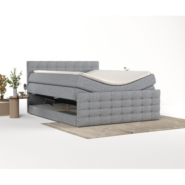 Pat boxspring gri cu spațiu de depozitare 160x200 cm Blend – Maison de Rêve-image-4