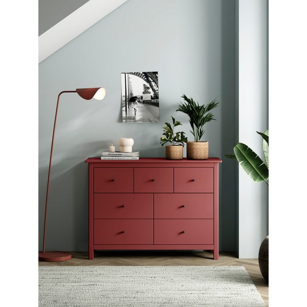 Comodă roșie joasă din lemn de pin 110x80 cm Misti – Marckeric-image-1