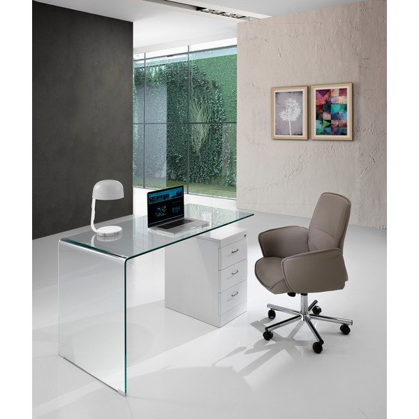 Birou cu blat din sticlă 65x125 cm Bow – Tomasucci-image-4