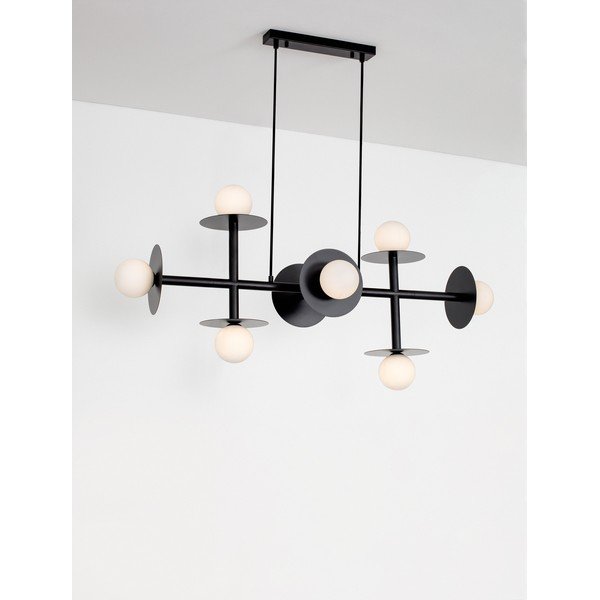 Lustră albă/neagră din metal cu abajur din sticlă Pielo – Nova Luce-image-4