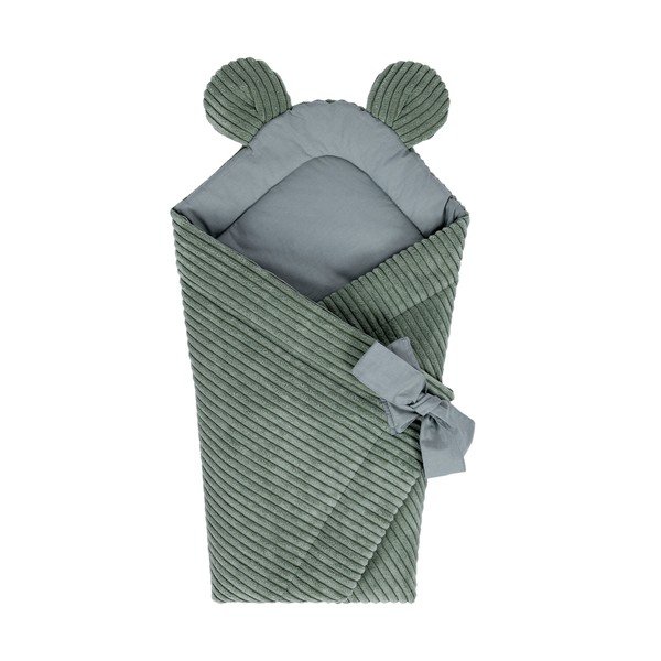 Păturică de înfășat verde din catifea reiată 35x65 cm – Meowbaby