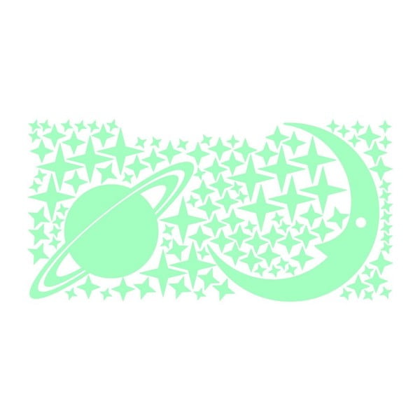 Autocolant fosforescent pentru perete Ambiance Moon and Planets-image-1