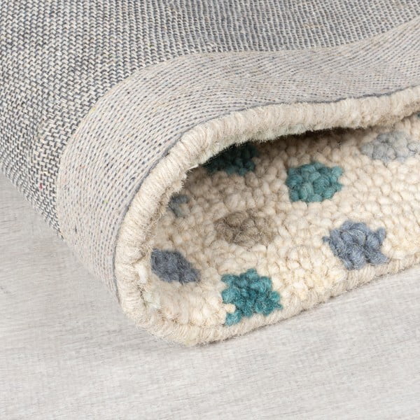 Covor albastru-bej țesut manual din lână 120x170 cm Eloise Patchwork – Flair Rugs-image-3