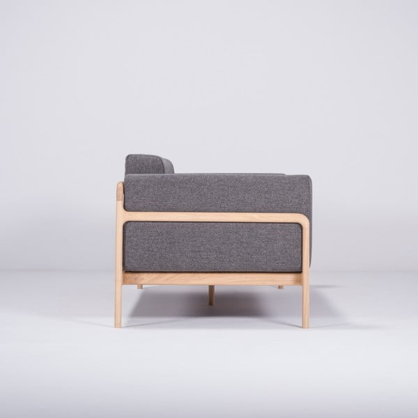 Canapea cu structură din lemn de stejar Gazzda Fawn, 210 cm, gri închis-image-2