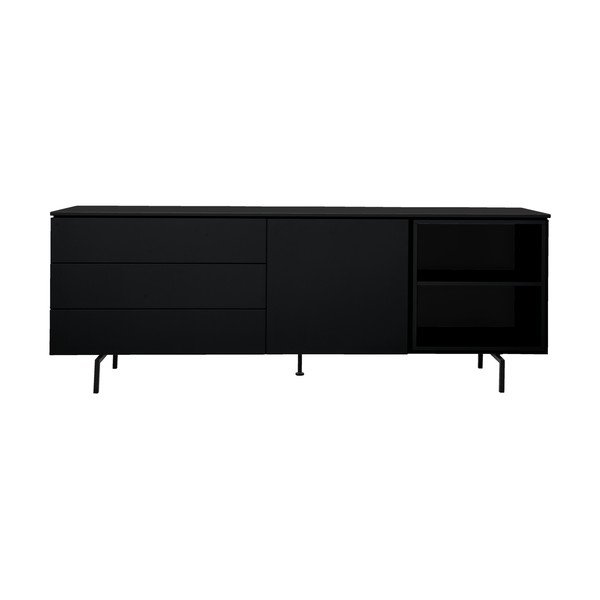 Comodă neagră joasă 210x76 cm Plain – Tenzo