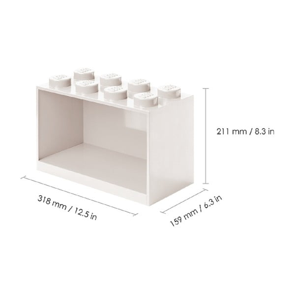 Set 2 rafturi de perete pentru copii LEGO® Brick, gri-image-2