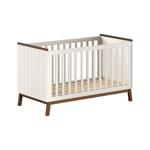 Pătuț bej din lemn de pin cu latură detașabilă/cu înălțime reglabilă 70x140 cm Sezane – Vipack