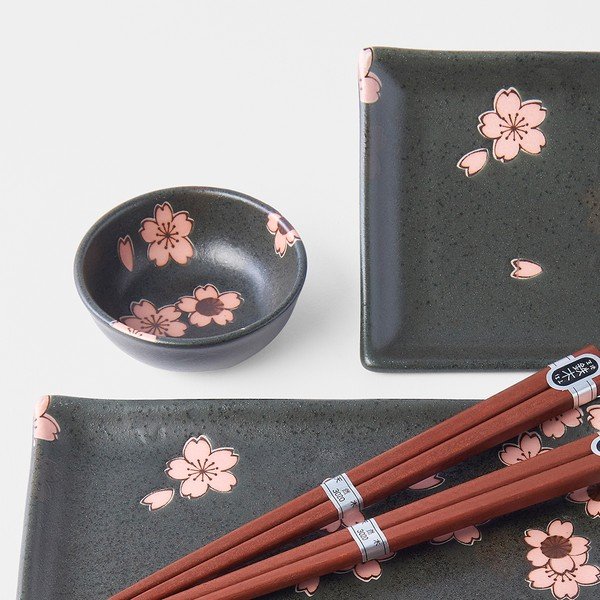 Set 6 farfurii de sushi din ceramică MIJ Sakura, gri-image-2