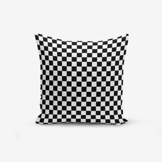 Față de pernă cu amestec din bumbac Minimalist Cushion Covers Black White Ekose, 45 x 45 cm, negru - alb