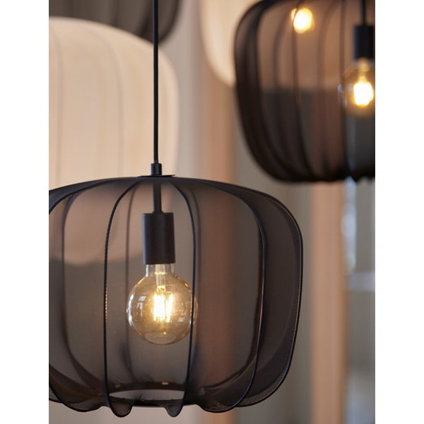 Lustră neagră cu abajur textil ø 40 cm Plumeria – Light & Living-image-3