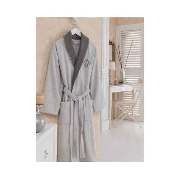 Halat de baie unisex Greg, măr. M/L, gri deschis-image-1