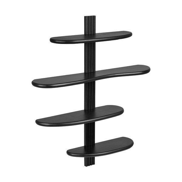 Raft negru etajat din lemn de stejar 80 cm Aliano – House Nordic