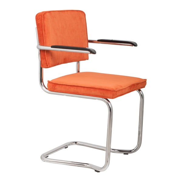 Set 2 scaune cu cotiere Zuiver Ridge Kink Rib, portocaliu