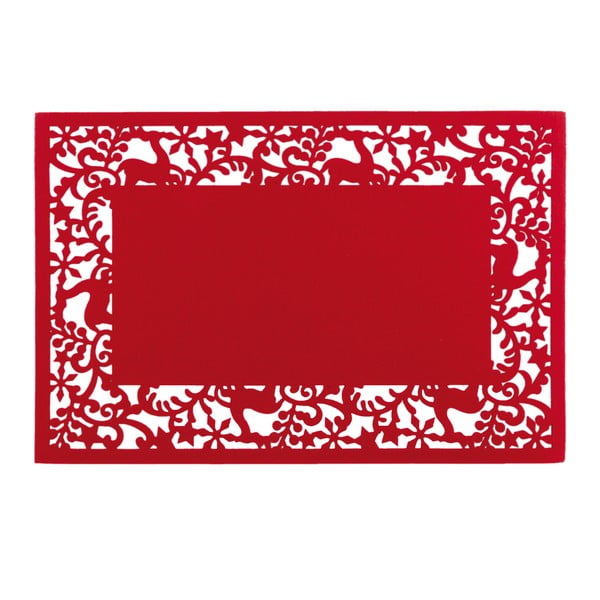Suport farfurie Clayre & Eef Christmas Atmosphere, 45 x 30 cm, roșu