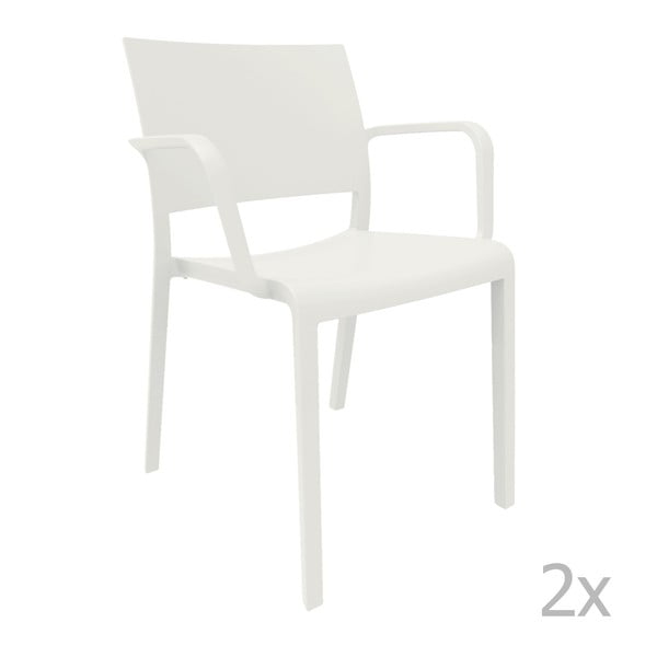 Set 2 scaune grădină, cu cotiere, Resol Fiona, alb