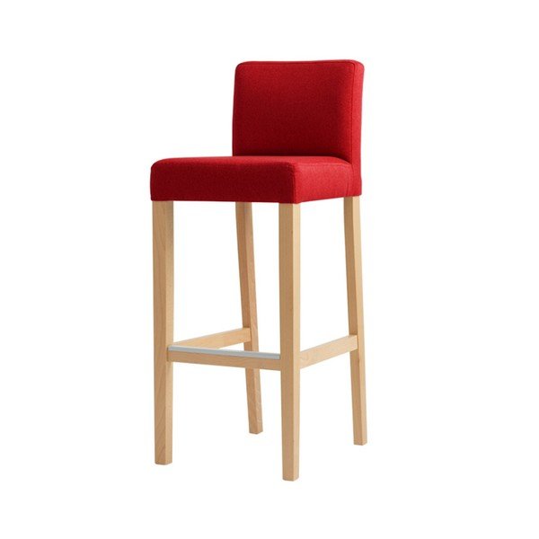 Scaun bar cu picioare de culoare naturală, Custom Form Wilton, roșu