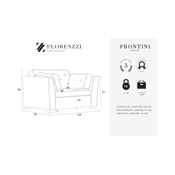 Fotoliu Florenzzi Frontini, bej-image-2