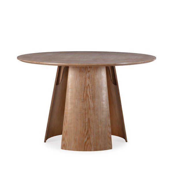 Masă de dining rotundă cu aspect de lemn de stejar ø 120 cm Zuri – MOME