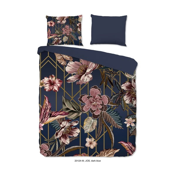 Lenjerie de pat albastru-închis din microfibră pentru pat dublu, extinsă 200x220 cm Jos – Good Morning