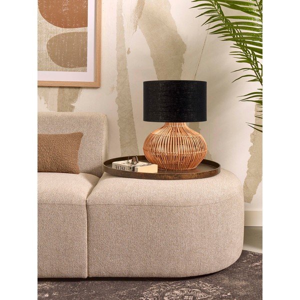 Veioză neagră/în culoare naturală cu abajur textil (înălțime 48 cm) Kalahari – Good&Mojo-image-3