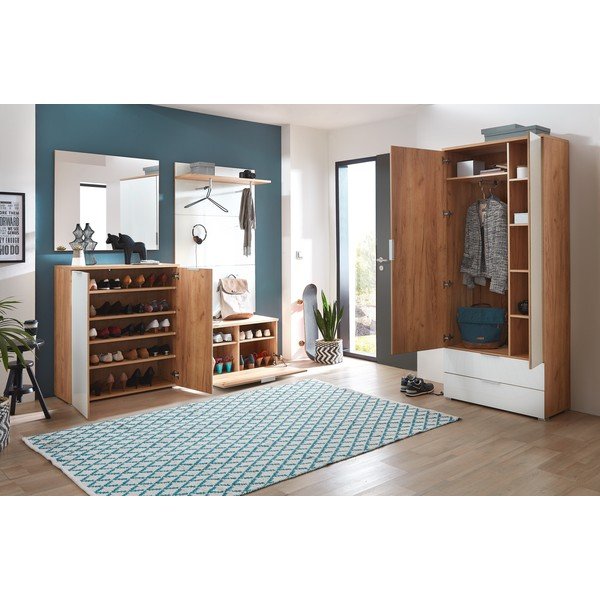 Dulap cu oglindă alb/aspect de lemn de stejar  84x196 cm Telde - Germania-image-4