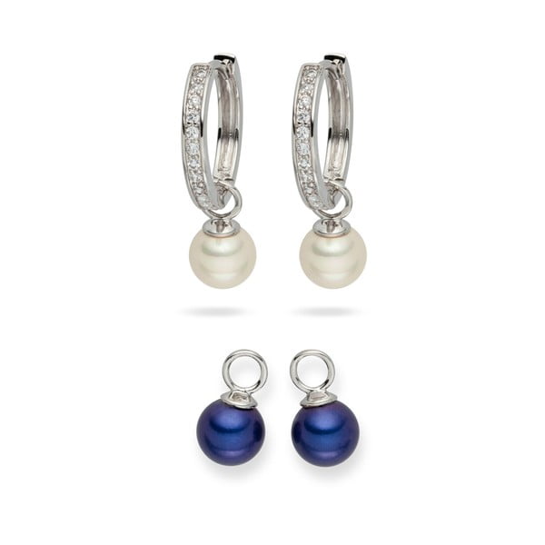 Set 2 perechi de cercei cu perlă Nova Pearls Copenhagen Celine White/Dark Blue