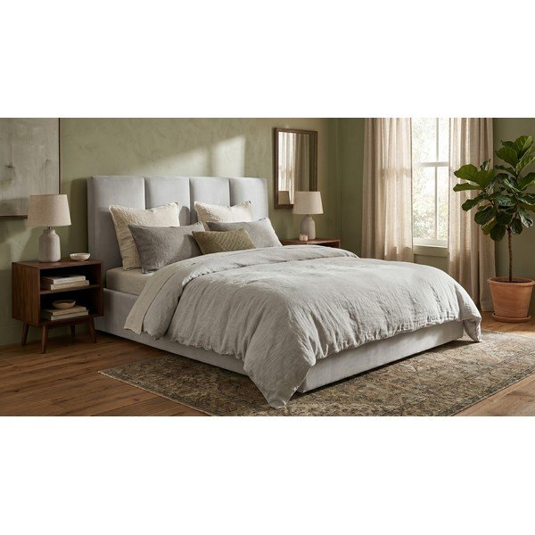 Pat matrimonial 180x200 cm gri deschis tapițat cu spațiu de depozitare cu somieră Juniper – Mazzini Beds-image-1