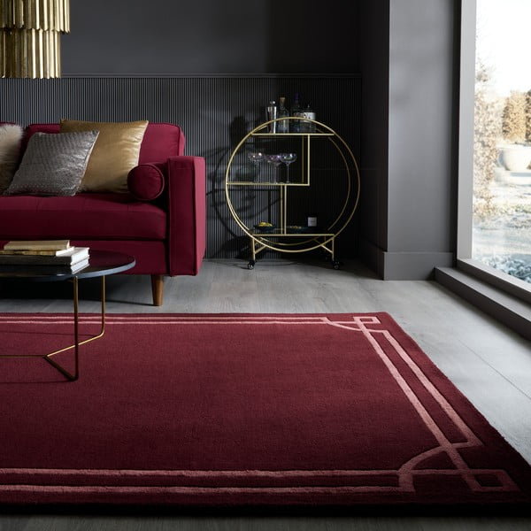 Covor burgundy țesut manual din lână 160x230 cm Gatsby – Flair Rugs-image-1