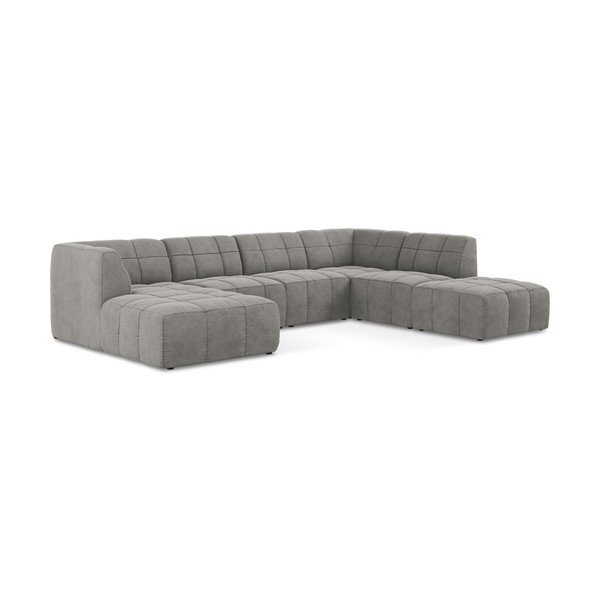 Colțar gri cu tapițerie din catifea (în formă de "U") Aloha – Makamii-image-2