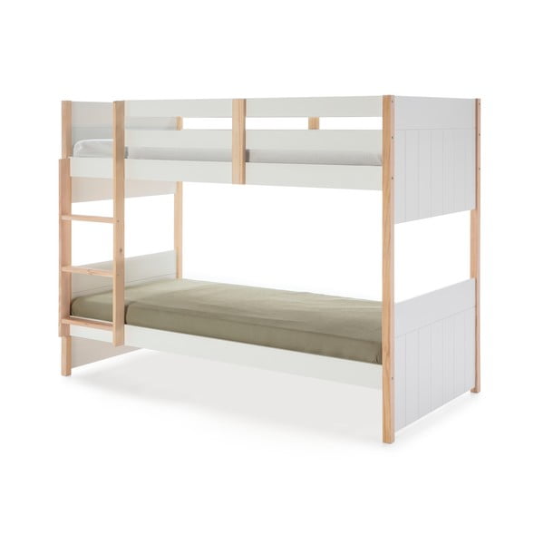 Pat supraetajat din lemn de pin alb pentru copii  90x190 cm Kiara - Marckeric-image-2