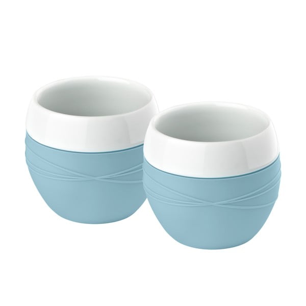Set de două căni din ceramică cu silicon, albastru deschis