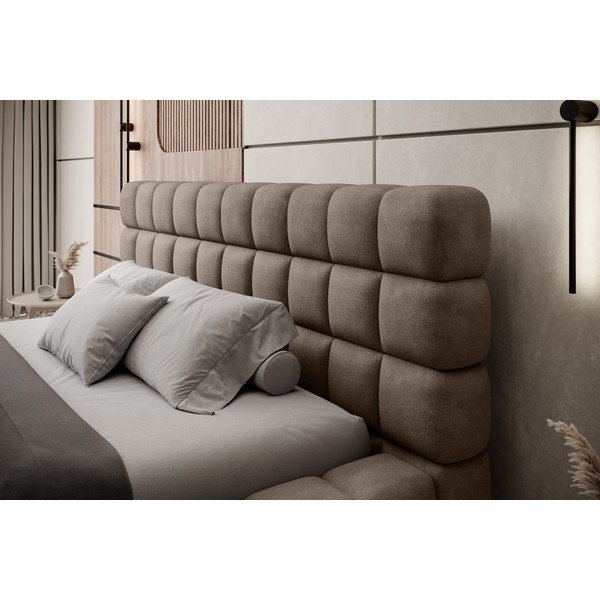 Pat matrimonial maro deschis tapițat cu spațiu de depozitare cu somieră 180x200 cm Dizzle – ELTAP-image-4