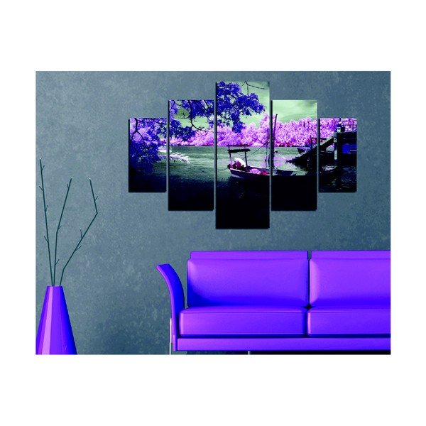 Tablou din mai multe piese Purple Water, 92 x 56 cm-image-1