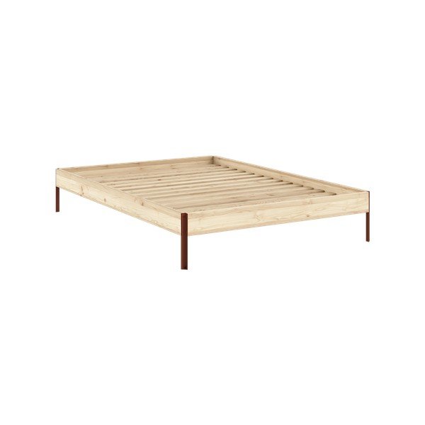 Pat matrimonial în culoare naturală din lemn de pin fără tăblie cu somieră 160x200 cm Core – Karup Design