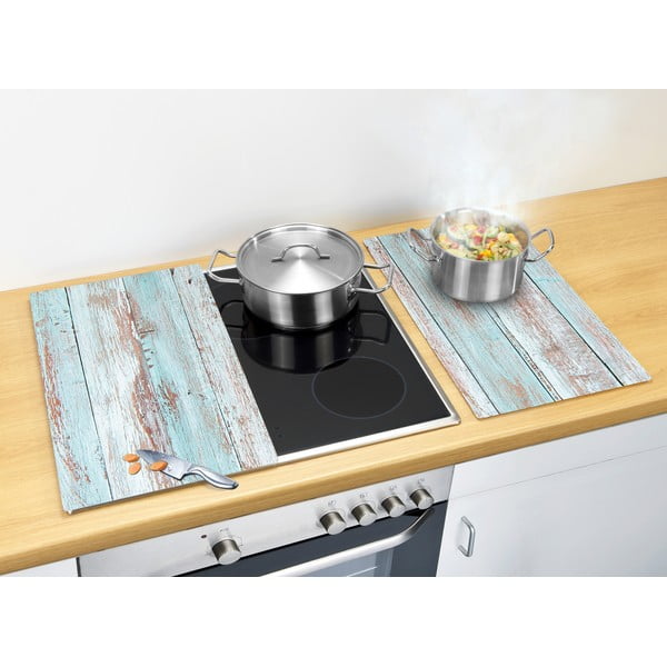 Protecții de aragaz 2 buc. din sticlă temperată 52x30 cm Blue Wood – Allstar-image-1