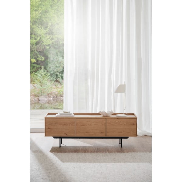 Masă TV în culoare naturală cu aspect de lemn de stejar 160x56 cm Brewerton - Rowico-image-1