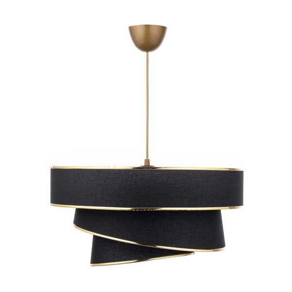 Lustră neagră/aurie cu abajur textil ø 40 cm Couper – Opviq lights