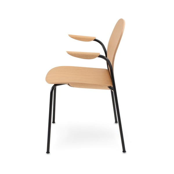 Scaune de dining în culoare naturală cu cotiere/stivuibile 2 buc. cu aspect de lemn de stejar Book – Gazzda-image-4