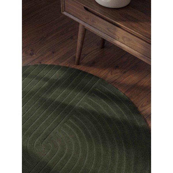 Covor verde închis țesut manual rotund din lână ø 200 cm Arcura – Vikosa-image-2