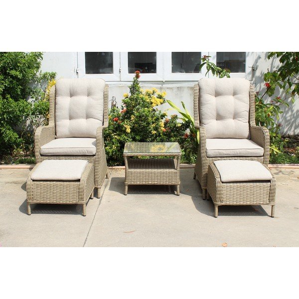 Set mobilier de grădină maro deschis din ratan artificial pentru 2 persoane Valencia – Garden Pleasure-image-3